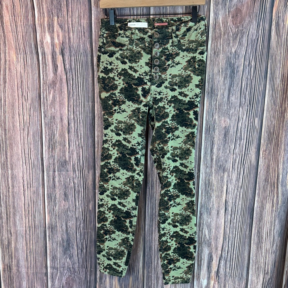 Pilcro Floral Faux Camouflage Button Pants